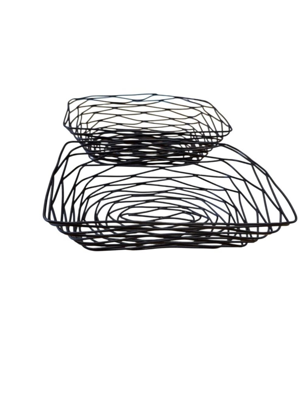 Artisan Metal Wire Basket Set Black Nesting Open Grid Tablecract collection Mode